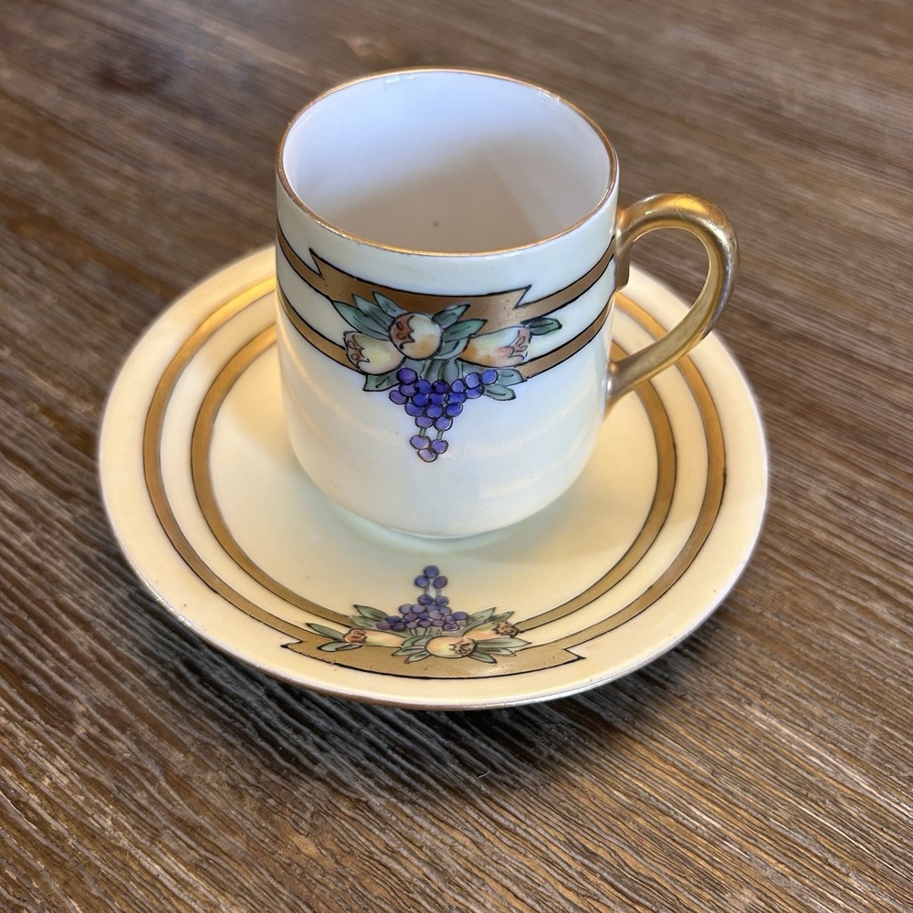 Vintage‎ art deco demitasse cup and saucer Gold Floral Germany